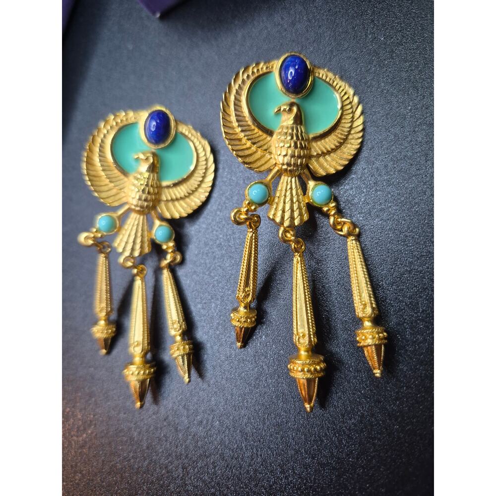 Elizabeth Taylor for Avon Egyptian Revival Phoenix Earrings and Ring - Picture 4 of 11